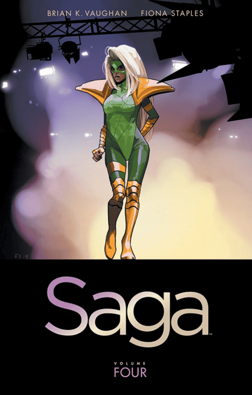 Saga volume 4, Comics, Comicbook, Stripspeciaalzaak, Strips kopen, nieuwe strips, stripshop, Albums, Stripboek, Stripverhaal, Standaard, Kopen, Bestellen, Saga, Image, Vaughan, Staples, TP, Bundel